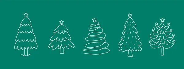 Christmas Tree Line Green Isolated Background — ストックベクタ