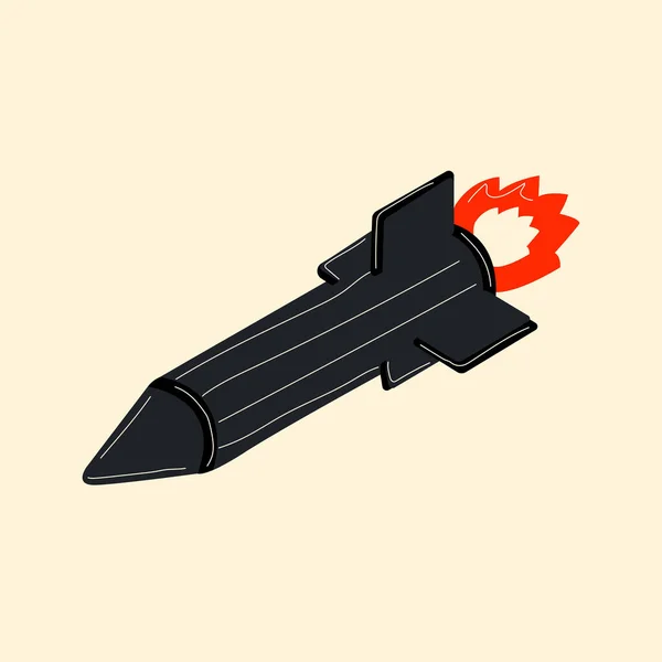 Flying Cruise Missile Hand Drawn Vector Illustration Isolated — Archivo Imágenes Vectoriales