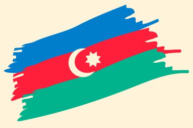 National flag of Azerbaijan. .Hand drawn vector illustration isolated on white background. Modern flat cartoon style.