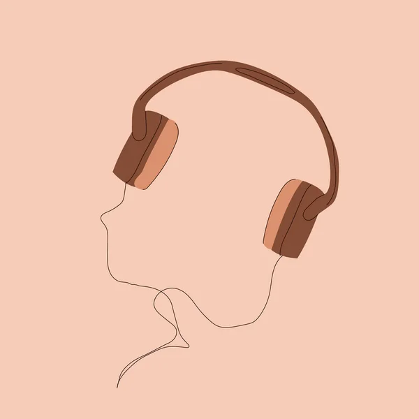Simple Flat Vector Illustration Headphones Isolated Background — 스톡 벡터