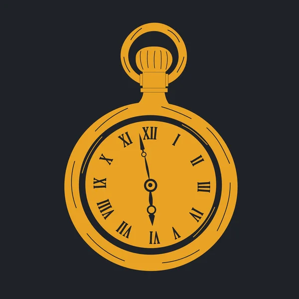 Golden Antique Pocket Watch Vector Cartoon Style All Elements Isolated — Vetor de Stock