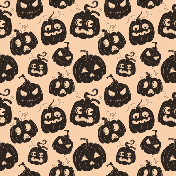 Seamless pattern halloween pumpkins, funny faces.Vector set in cartoon style. 