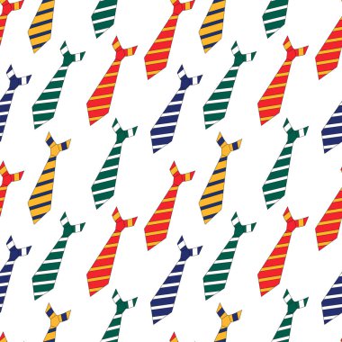 Seamless pattern set of ties of different colors. Vector set in cartoon style