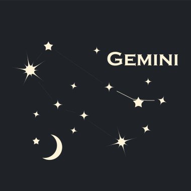  Yıldız takımyıldızı Gemini Vektörü. Tüm elementler izole edildi