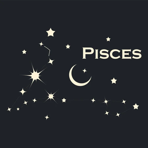 Star Constellation Zodiac Pisces Vector All Elements Isolated — Stock Vector