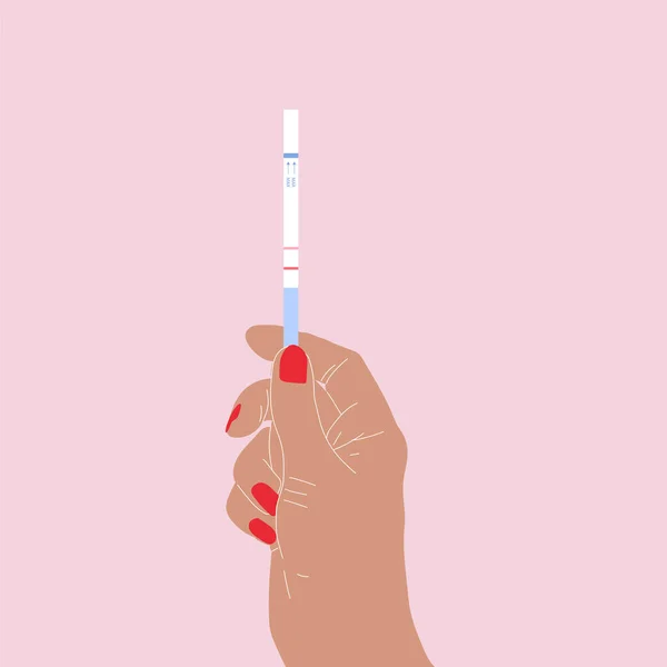 Απεικόνιση Του Χεριού Που Κρατά Θετικό Τεστ Εγκυμοσύνης Χειροποίητο Στυλ — Διανυσματικό Αρχείο