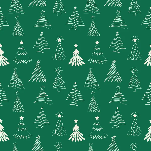 Christmas Tree Line Green Isolated Background — ストックベクタ