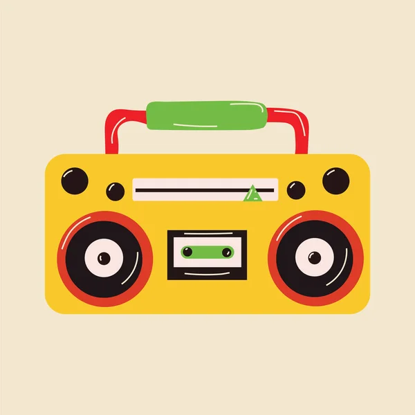 Boombox Amarelo Ícone Leitor Fita Cassete Rádio Estilo Plano Fundo —  Vetores de Stock