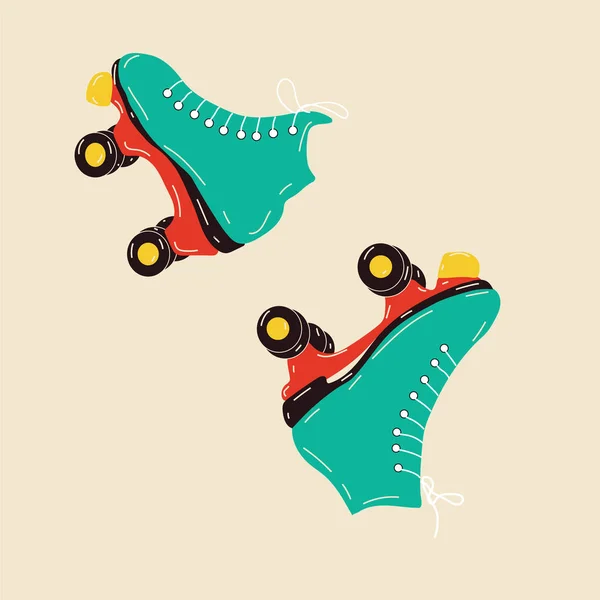 レトロローラースケートアイコンヒップスタースタイル 近代的なヴィンテージ ベクターイラスト — ストックベクタ