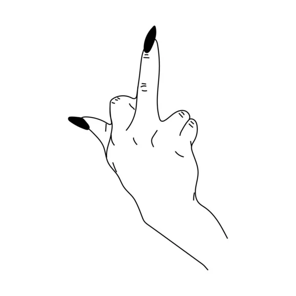 Line Art Middle Finger Hand Drawn Sign One Line Vector — Stok Vektör