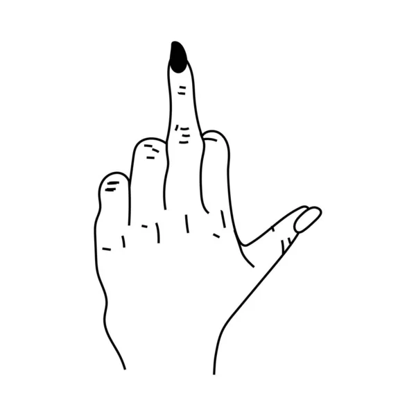 Line Art Middle Finger Hand Drawn Sign One Line Vector — Vetor de Stock