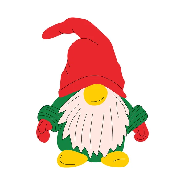 Bonito Natal Gnome Vetor Ilustração Fundo Branco —  Vetores de Stock