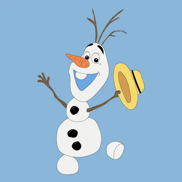 Ilustración Lindo Sonriente Olaf Con Sombrero Vector — Archivo Imágenes Vectoriales