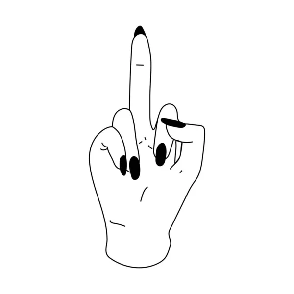 Line Art Middle Finger Hand Drawn Sign One Line Vector — стоковый вектор