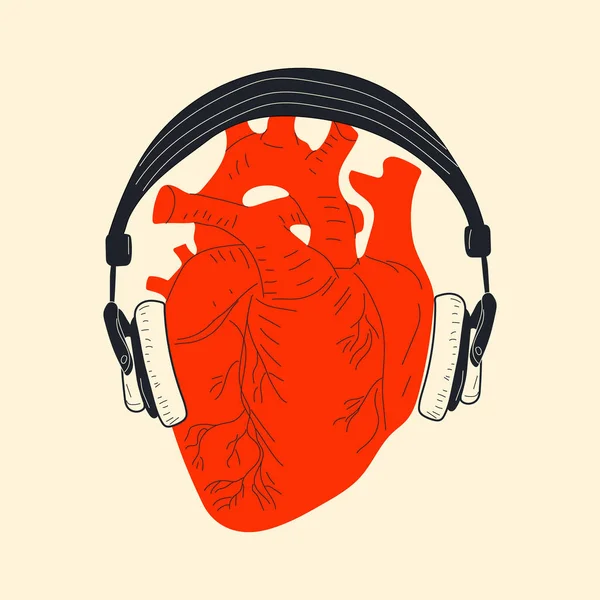 Diseño Musical Escuchando Música Auriculares Con Ilustración Del Vector Del — Vector de stock