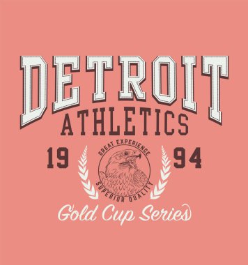 Detroit mi? Retro kolej tipografi California sloganı, vektör illüstrasyonu, tişört grafiği için.