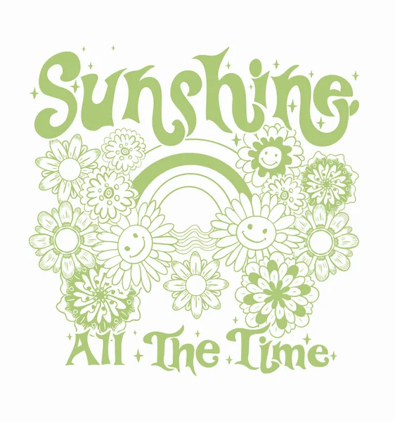 Lema Positivo Sol Todo Tiempo Diseño Gráfico Camiseta Con Sol — Archivo Imágenes Vectoriales