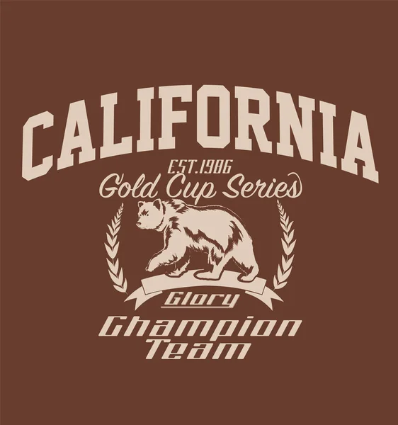 Kalifornii Złote Puchary Retro Uniwersytet Typografia Kalifornijski Slogan Druk Ilustracja — Wektor stockowy