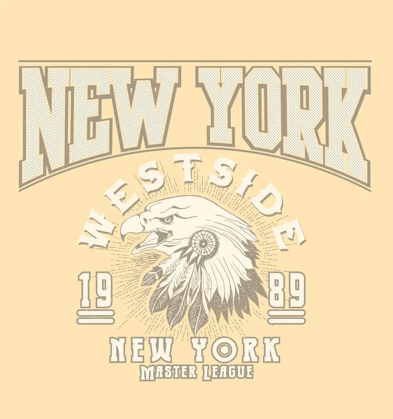 New York Ban Retro Főiskolai Tipográfia Kalifornia Szlogen Nyomtatás Vektor — Stock Vector