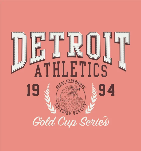 Detroit Retro College Varsity Tipografia California Slogan Print Illustrazione Vettoriale — Vettoriale Stock