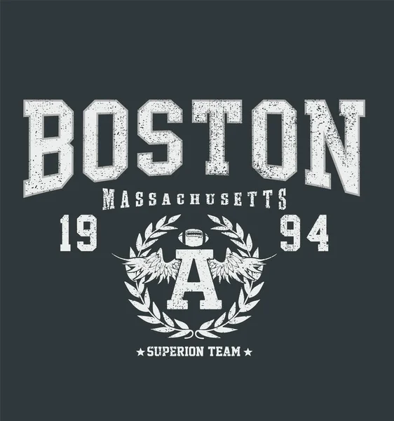 Bostonban Retro Főiskolai Tipográfia Kalifornia Szlogen Nyomtatás Vektor Illusztráció Póló — Stock Vector