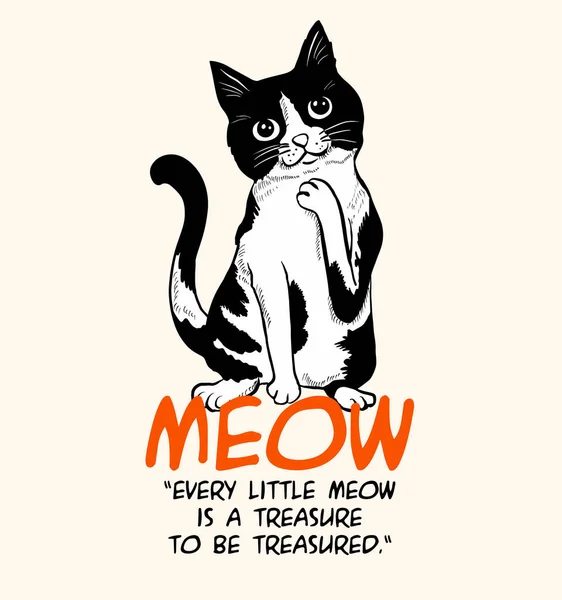 Eslogan Tipografía Con Ilustración Gato Lindo Ilustración Vectorial Gráfico Impresión — Vector de stock