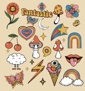 Sevimli el çizimi elementler. vektör illüstrasyonu