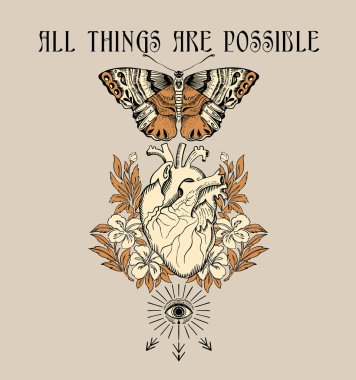 Her şey mümkündür şık vintage bayrak, vektör illüstrasyonu