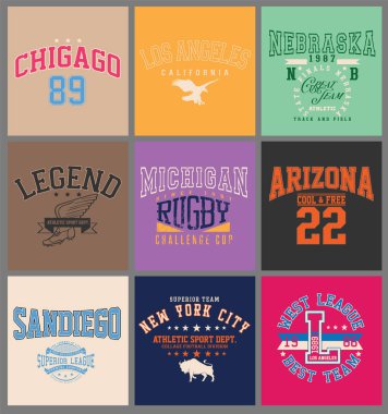 Modaya uygun vintage bayraklar, vektör illüstrasyonu