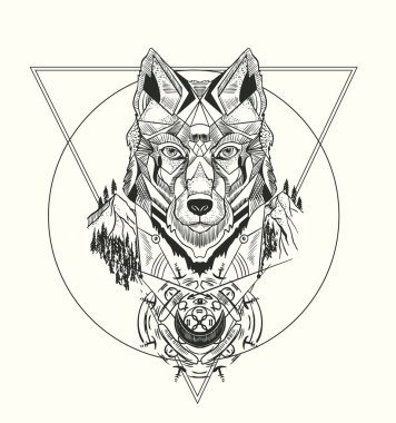 Kurt stili vintage bayrak, vektör illüstrasyonu