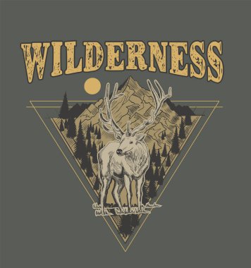 Vahşi doğa stili, klasik afiş, vektör illüstrasyonu