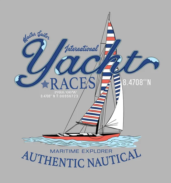 Yat yarışları şık klasik afişler, vektör illüstrasyonu
