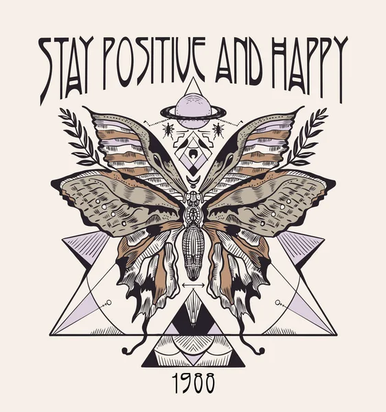 Pozitif kalın ve mutlu stil vintage bayrak, vektör illüstrasyon