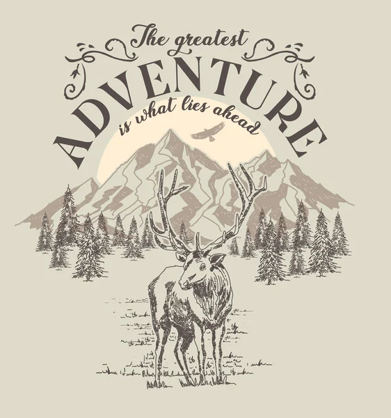 macera stili vintage bayrak, vektör illüstrasyonu