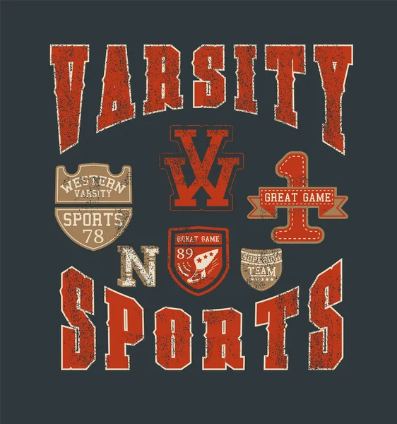 okul takımı spor stili vintage bayrak, vektör illüstrasyonu