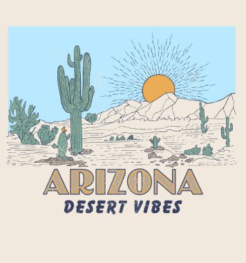 Çöl ve Arizona çölü titreşimlerinin vektör çizimi 