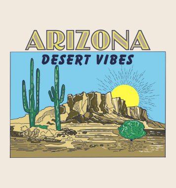 Çöl ve Arizona çölü titreşimlerinin vektör çizimi 