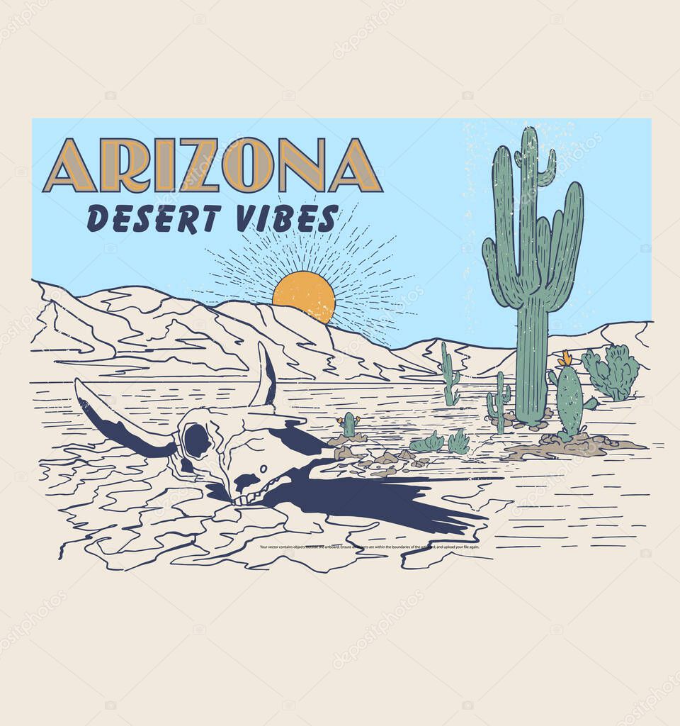 vector illustration of  desert, Arizona desert vibes 