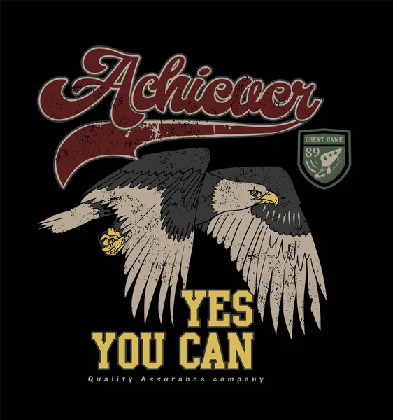 Achiever Yes You Can Collage Sport Graphic Design Eagle — Archivo Imágenes Vectoriales