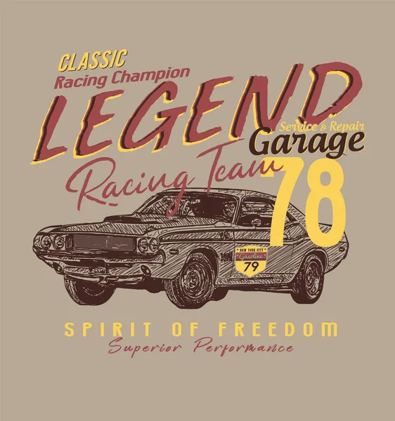 Legend Classic Car Graphic Design Typography — Stock vektor