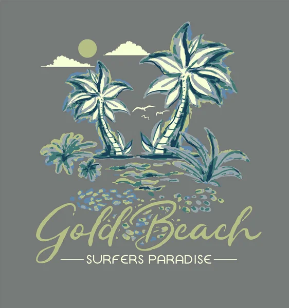 Tropical Beach Palm Trees Palms Summer Vacation Travel Vector Illustration — ストックベクタ