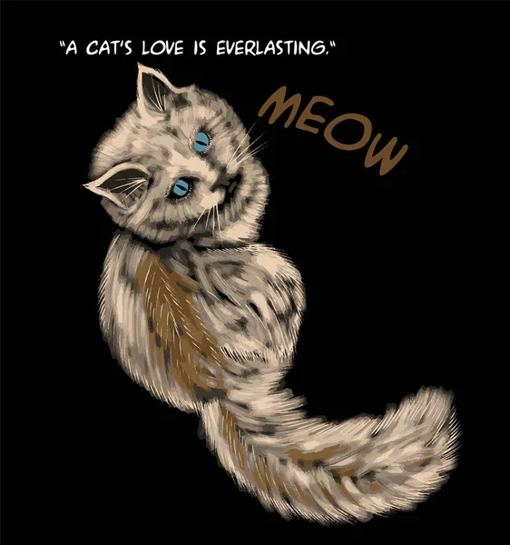Black White Cat Vector Illustration — Διανυσματικό Αρχείο