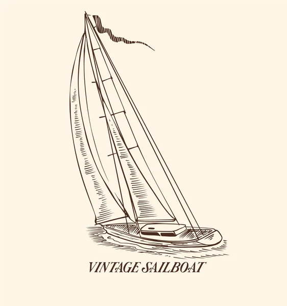 Sailboat Sailing Ship Yacht Boat Sail Sea Nautical Vector Illustration — стоковый вектор