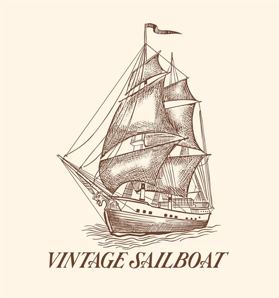 Hand Drawn Sketch Ship Boat — стоковый вектор