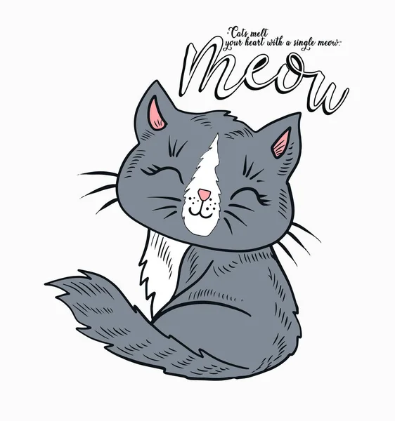 Cat Red Ribbon Vector Illustration — Διανυσματικό Αρχείο