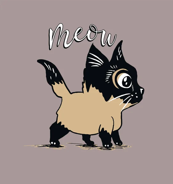 Lindo Gato Con Negro Fondo — Vector de stock