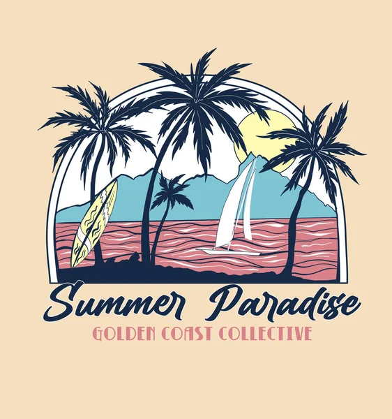Summer Beach Vacation Vector Logo Template — Stockvektor