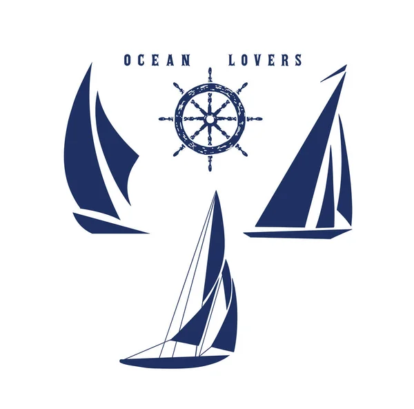 Nautical Logo Sailing Ship Vector Illustration — Stockvektor