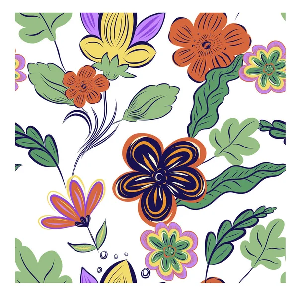 Horisontell Vit Banner Eller Blommig Bakgrund Dekorerad Med Vackra Flerfärgade — Stock vektor