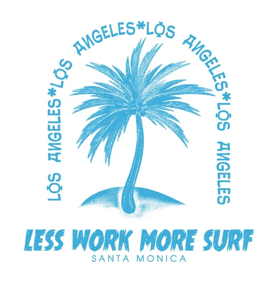 Distintivo Surf Vettoriale Con Illustrazione Vista Spiaggia Stampe Shirt Altri — Vettoriale Stock